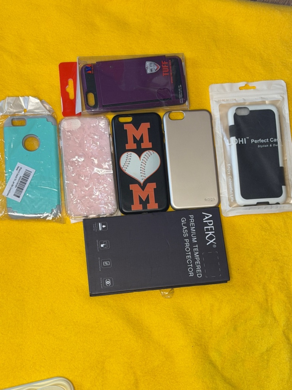 Assorted Phone Case Bundle - Purple, Teal, Pink, Black, Gold, screen protectors.
